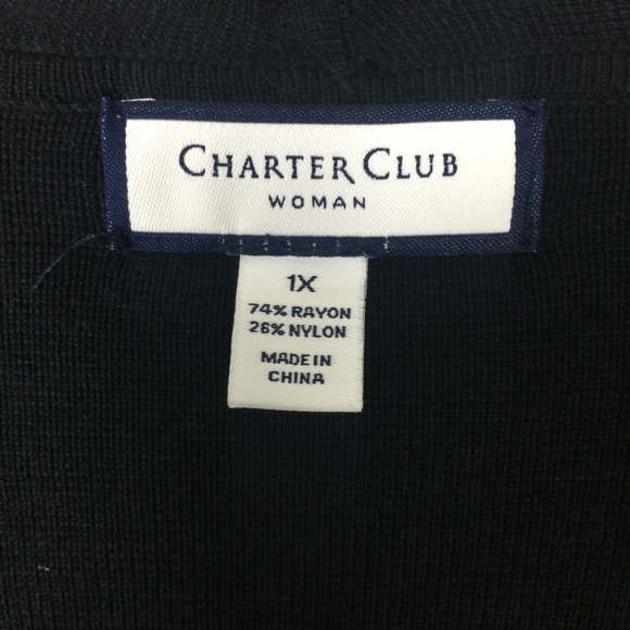 Charter Club Deep Black Open-Front Cardigan - Picture 4 of 5